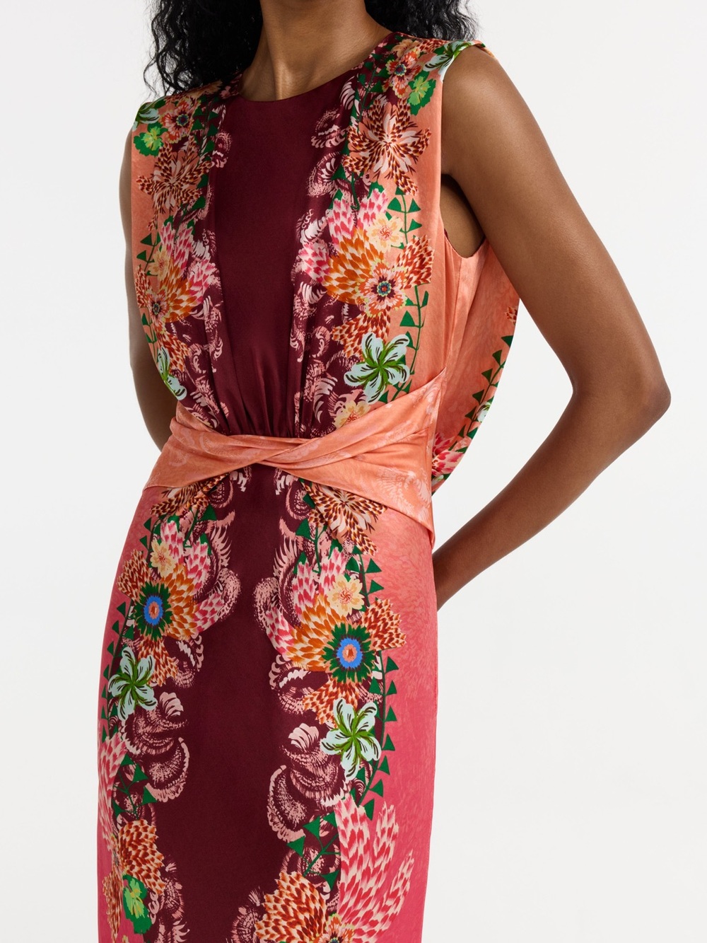 New Saloni Gewn Dress In Fiori Border Size M - Picture 6 of 9